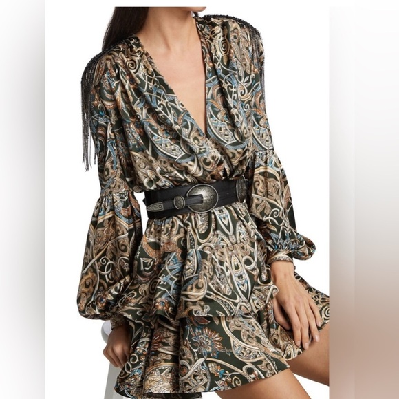 NWT Bronx and Banco India ruffle Printed Mini Dress US 4/S Small - Picture 7 of 14